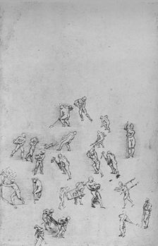 Men Digging, Carrying Earth, Etc. c1480 (1945). Artist: Leonardo da Vinci