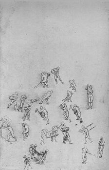 Men Digging, Carrying Earth, Etc. c1480 (1945). Artist: Leonardo da Vinci