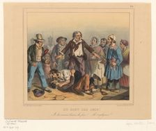 Men fighting, 1837. Creator: Clément Pruche