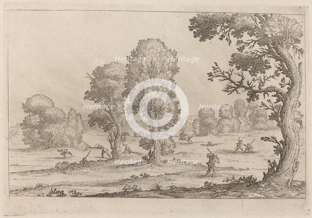 Men Fighting in a Landscape, 1638. Creator: Ercole Bazicaluva.