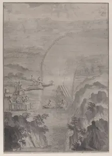 Men fishing with nets in a river, from Danubius Pannonico-Mysicus (Volume 3), 1726. Creator: Jacobus Houbraken