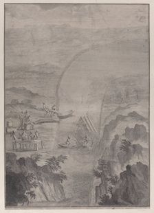 Men fishing with nets in a river, from Danubius Pannonico-Mysicus (Volume 3), 1726. Creator: Jacobus Houbraken