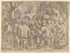 Men Gathered Around a Camel, mid-16th century. Creator: Leon Davent