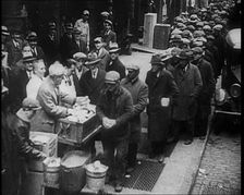 Men Getting Soup from a Soup Kitchen, 1933. Creator: British Pathe Ltd