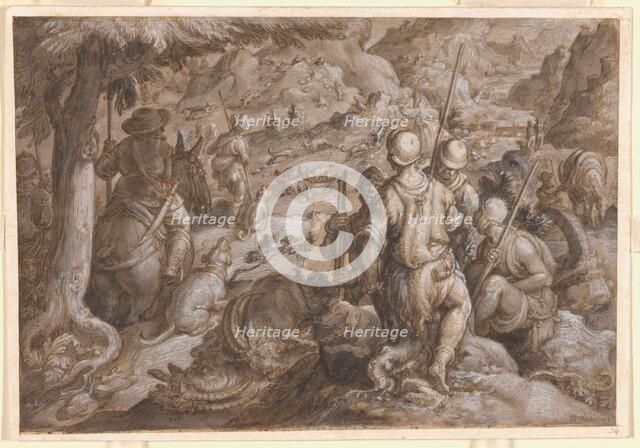 Men Hunting Ibexes with Hounds, 1578. Creator: Joannes Stradanus.