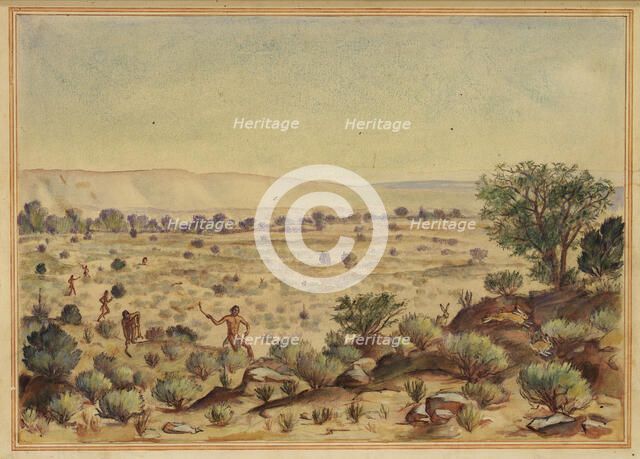 Men Hunting Rabbits, 20th century. Creator: Unknown.