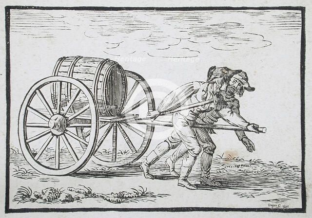Men Hauling Barrel, 1801. Creator: William Unger.