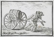 Men Hauling Barrel, 1801. Creator: William Unger
