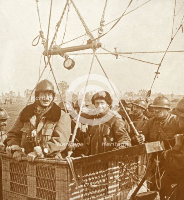 Men in observation balloon basket, c1914-c1918. Artist: Unknown.