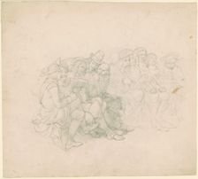 Men in Seventeenth-Century Costumes [recto], c. 1850s. Creator: Emanuel Gottlieb Leutze