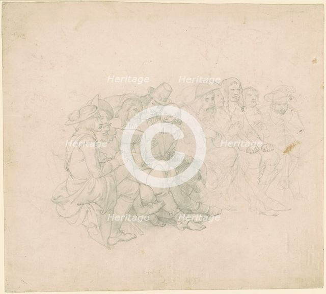 Men in Seventeenth-Century Costumes [recto], c. 1850s. Creator: Emanuel Gottlieb Leutze.