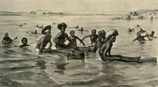 Men in the River Nile at the First Cataract, Egypt, 1898. Creator: Christian Wilhelm Allers