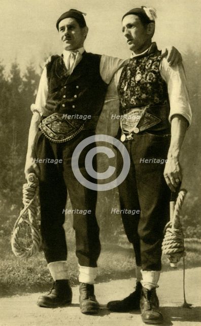 Men in traditional dress, Mühlviertel, Upper Austria, c1935. Creator: Unknown.
