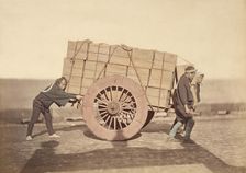 Men pushing a Wagon, about 1868. Creator: Felice Beato