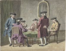 Men playing cards in an interior, 1735-1800. Creator: Pieter Louw