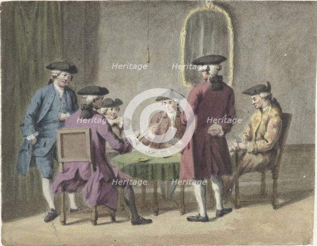 Men playing cards in an interior, 1735-1800. Creator: Pieter Louw.