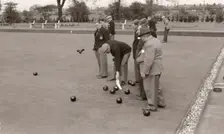 Men playing bowls, York, Yorkshire, 1955