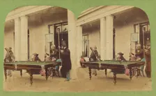 Men playing pool, about 1860. Creator: Unknown
