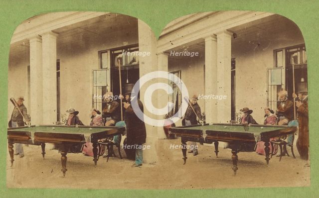 Men playing pool, about 1860. Creator: Unknown.