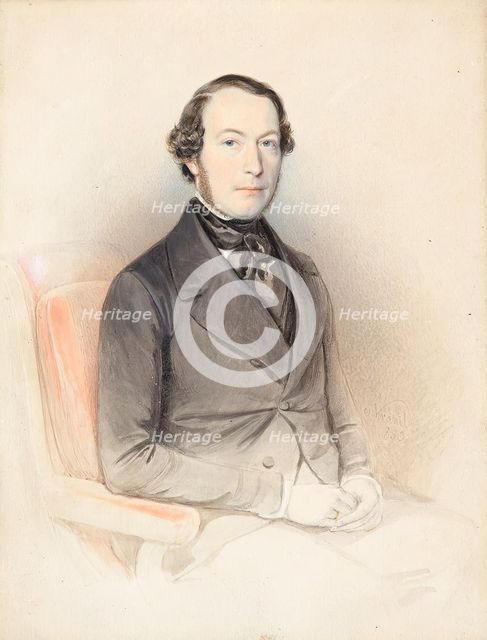 Men's portrait, 1850. Creator: Wenzel Schranil.