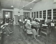 Men sitting in the library at Cedars Lodge old people's home, Wandsworth, London, 1939