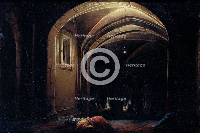Men Sleeping in a Room with lighted Arches, 1580-1630. Creator: Hendrick van Steenwijck the Elder.
