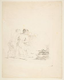 Men Spitting at a Fire, ca. 1820-1850. Creator: Formerly attributed to Goya (Francisco de Goya y Lucientes) (Spanish, Fuendetodos 1746-1828 Bordeaux)