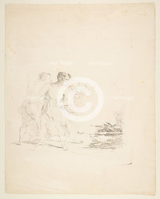 Men Spitting at a Fire, ca. 1820-1850. Creator: Formerly attributed to Goya (Francisco de Goya y Lucientes) (Spanish, Fuendetodos 1746-1828 Bordeaux).