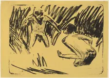 Men Splashing in the Reeds, 1910. Creator: Ernst Kirchner