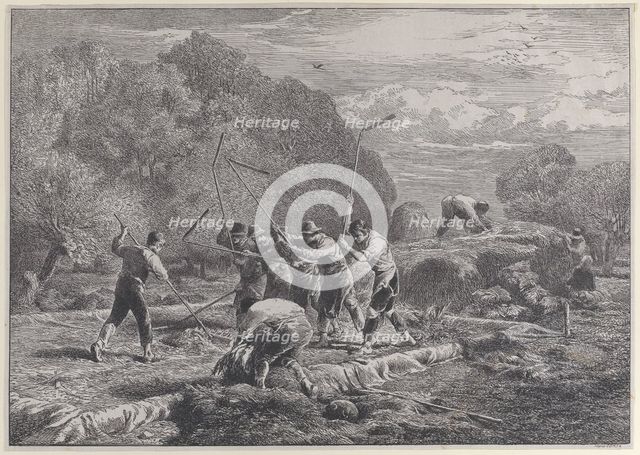 Men thrashing, 1800-1900. Creator: Anon.