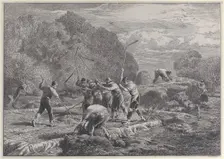 Men thrashing, 1800-1900. Creator: Anon