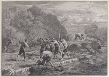 Men thrashing, 1800-1900. Creator: Anon