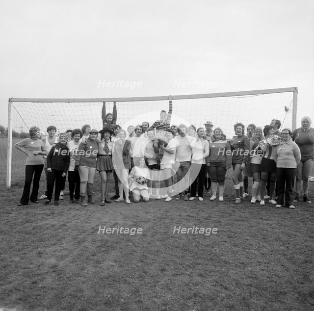 Men vs ladies football match, Doncaster, South Yorkshire, 1971.  Creator: Michael Walters.