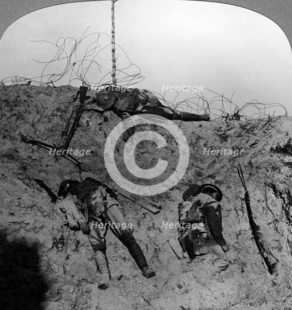 Men who fell contesting the mine crater, Hooge, Belgium, World War I, 1914-1918.Artist: Realistic Travels Publishers