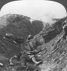 Men who fell covering the retreat of the 5th Army at Albert France, World War I, 1918. Artist: Realistic Travels Publishers