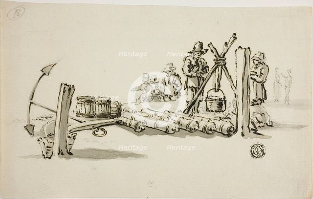 Men with Cannons, Kegs of Powder and an Anchor, n.d. Creator: Willem van de Velde I.