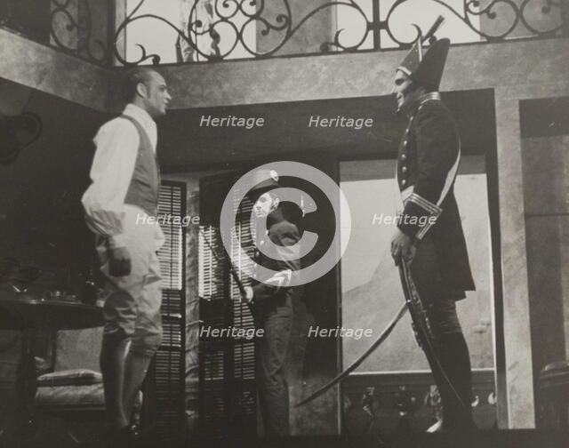 Men with bayonet and sword, 1938. Creator: Unknown.