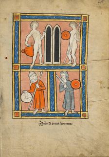 Men with Shields and Weapons, 1277 or after. Creator: Unknown