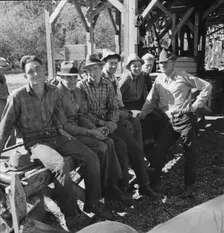 Men working in mill, Ola self-help sawmill co-op, Gem County, Idaho, 1939. Creator: Dorothea Lange