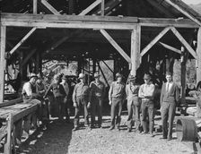 Men working in mill, Ola self-help sawmill co-op, Gem County, Idaho, 1939. Creator: Dorothea Lange