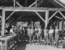 Men working in mill, Ola self-help sawmill co-op, Gem County, Idaho, 1939. Creator: Dorothea Lange