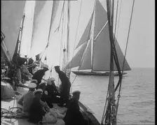 Men Working on a Yacht at Cowes, 1933. Creator: British Pathe Ltd