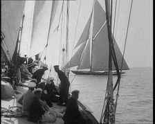 Men Working on a Yacht at Cowes, 1933. Creator: British Pathe Ltd