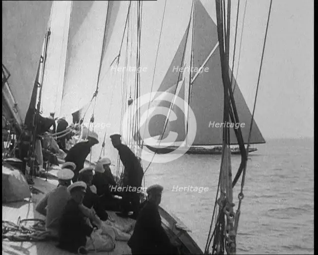 Men Working on a Yacht at Cowes, 1933. Creator: British Pathe Ltd.