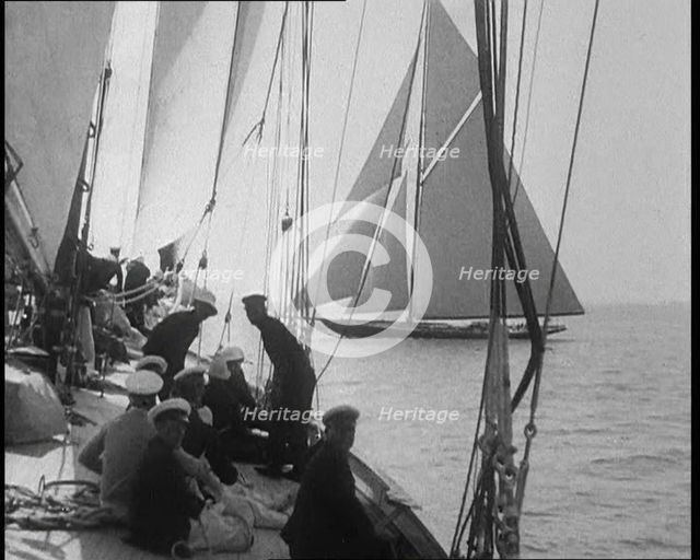 Men Working on a Yacht at Cowes, 1933. Creator: British Pathe Ltd.