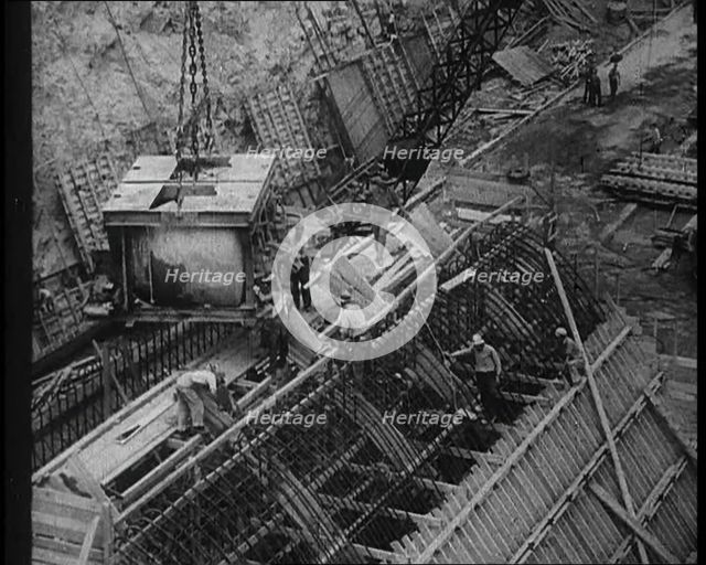 Men Working on a Dam, 1933. Creator: British Pathe Ltd.