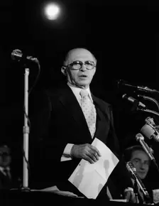Menachem Begin (1913-1992), 6th Prime Minister of Israel. Creator: Sidney Harris