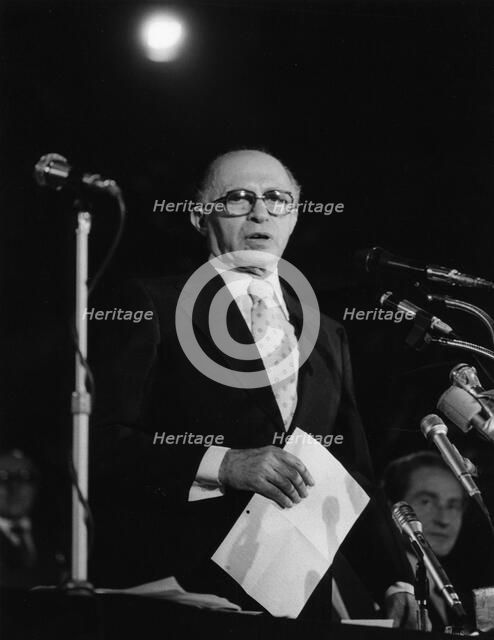 Menachem Begin (1913-1992), 6th Prime Minister of Israel. Artist: Sidney Harris