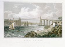 Menai Bridge (from the Anglesea Side) 1830. Artist: Thomas Barber