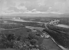 Menai Strait and Bridges, from Anglesey c1896. Artist: I Slater